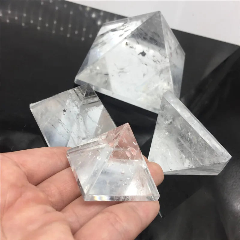 Natural Transparent Quartz Crystal Pyramid Clear Reiki Healing Natural White Crystal Pyramid Raw Stone Polishing BB03