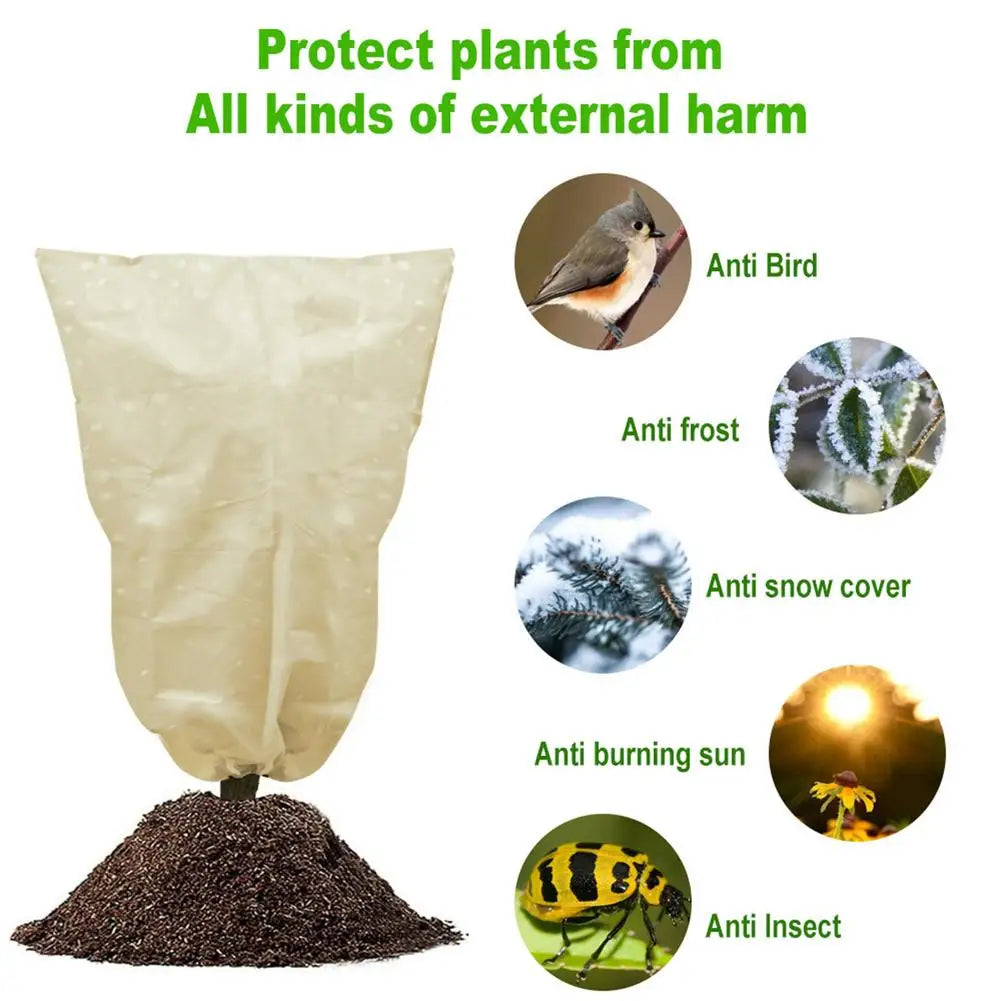 Winter Drawstring Plant Covers Warm Plant Protection Cover Bags Garden Plant Antifreeze Blanket Protecting Fruit Tree Plant Cove