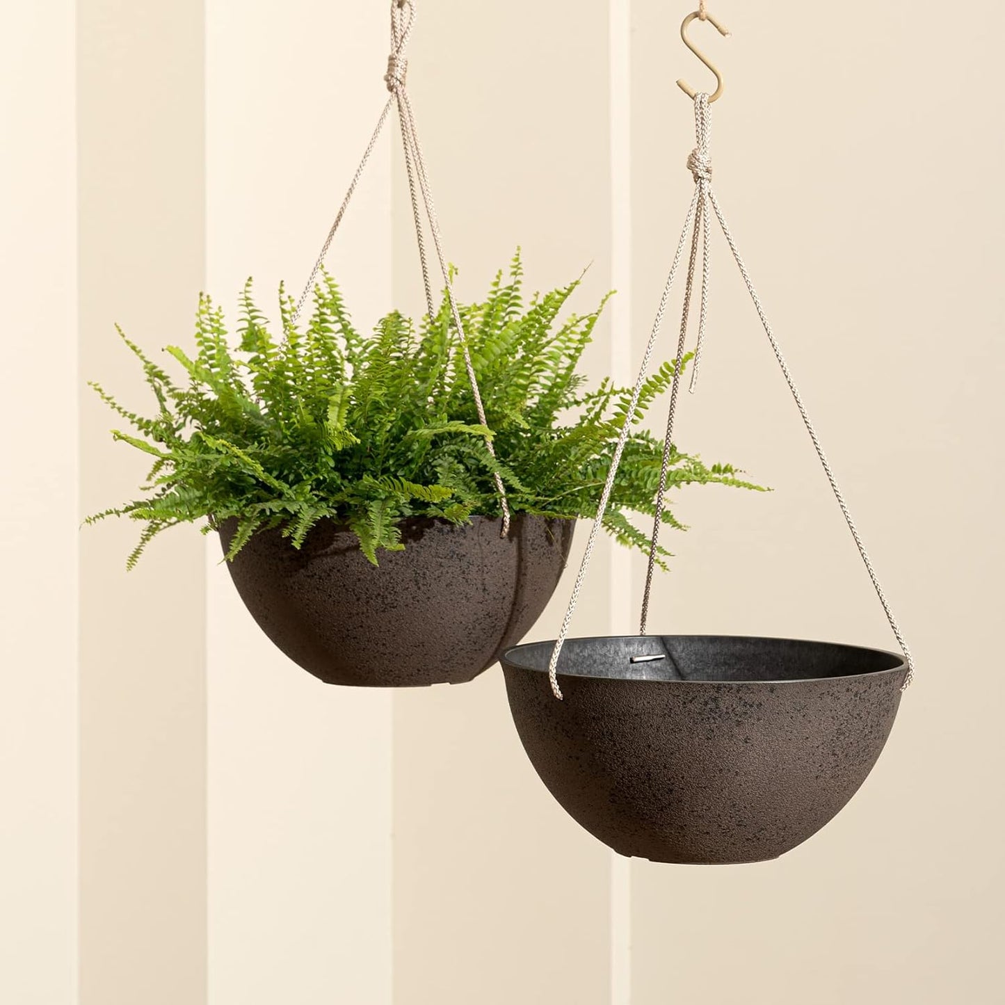 Large Hanging Planters - 13 Inch Flower Pots Outdoor Indoor, Hanging Garden Planters Set of 2, New Iron Color