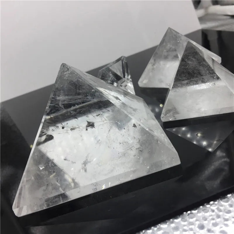 Natural Transparent Quartz Crystal Pyramid Clear Reiki Healing Natural White Crystal Pyramid Raw Stone Polishing BB03