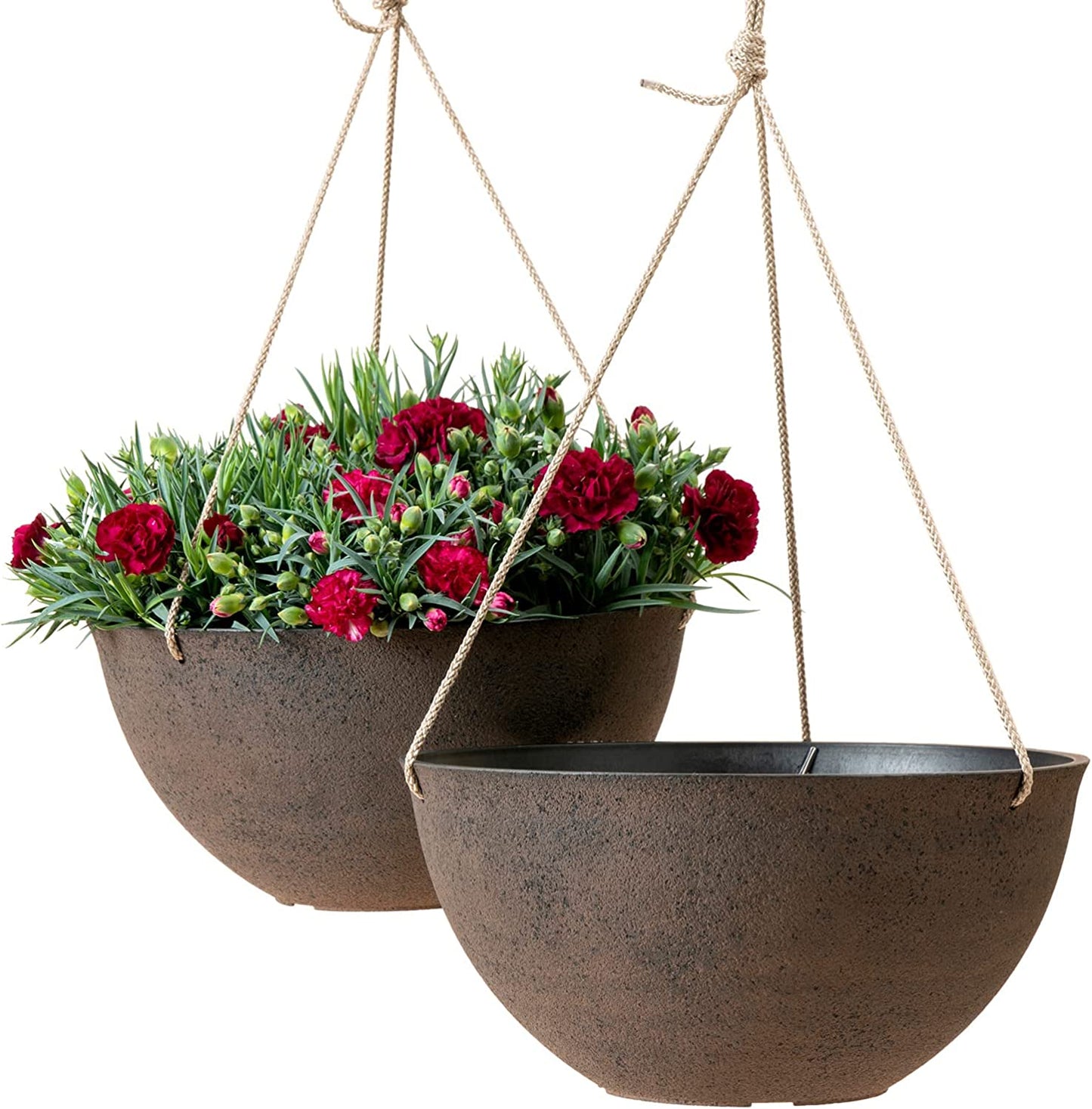 Large Hanging Planters - 13 Inch Flower Pots Outdoor Indoor, Hanging Garden Planters Set of 2, New Iron Color